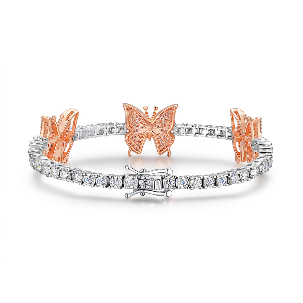 Moissanite Bracelet in Platinum-Plated 925 Sterling Silver – Minimalist Luxury Diamond-Look Jewelry with GRA Certificate