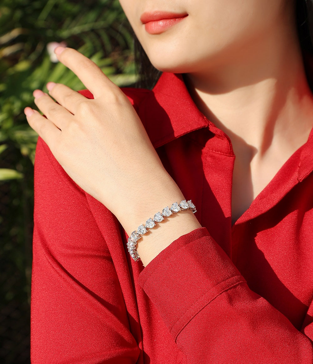 Love Daily - Luxurious And Fashionable Light Luxury Jewelry Silver Bracelet And Bracelet Set With Top-quality Moissanite, S925 Silver-plated Platinum