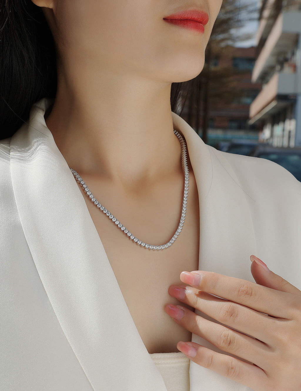 Solitude Moissanite Necklace  925 Sterling Silver Platinum Plated Luxury Pendant Necklace with GRA Certificate