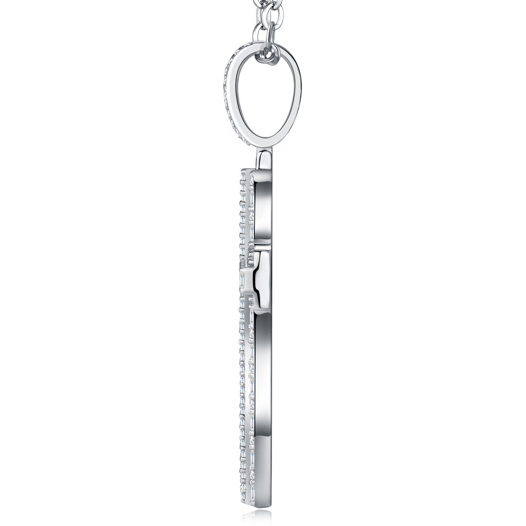 A Luxurious And Fashionable Minimalist Jewelry Pendant Necklace Set With Top-quality Moissanite, Made Of S925 Silver Electroplated With Platinum.
