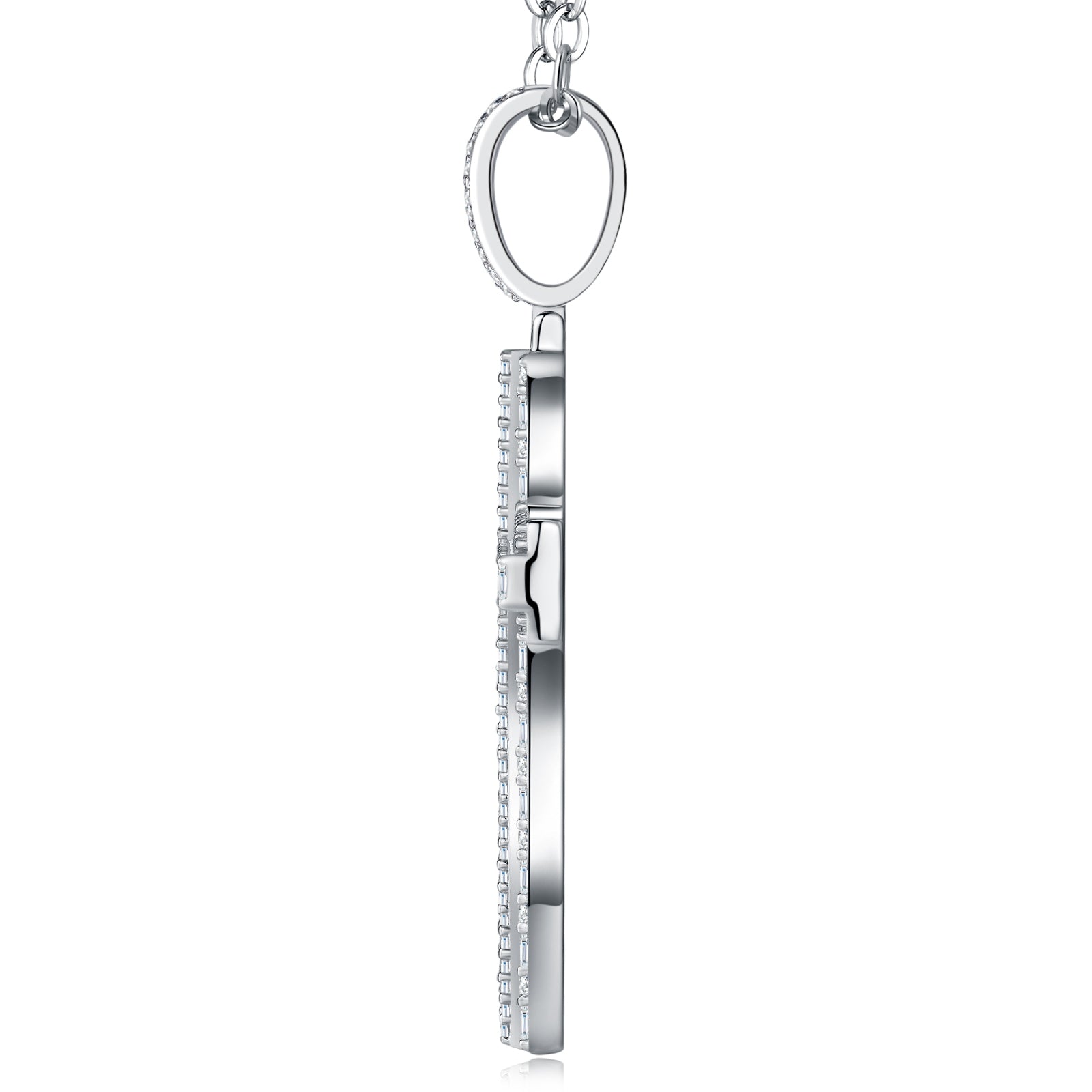 A Luxurious And Fashionable Minimalist Jewelry Pendant Necklace Set With Top-quality Moissanite, Made Of S925 Silver Electroplated With Platinum.