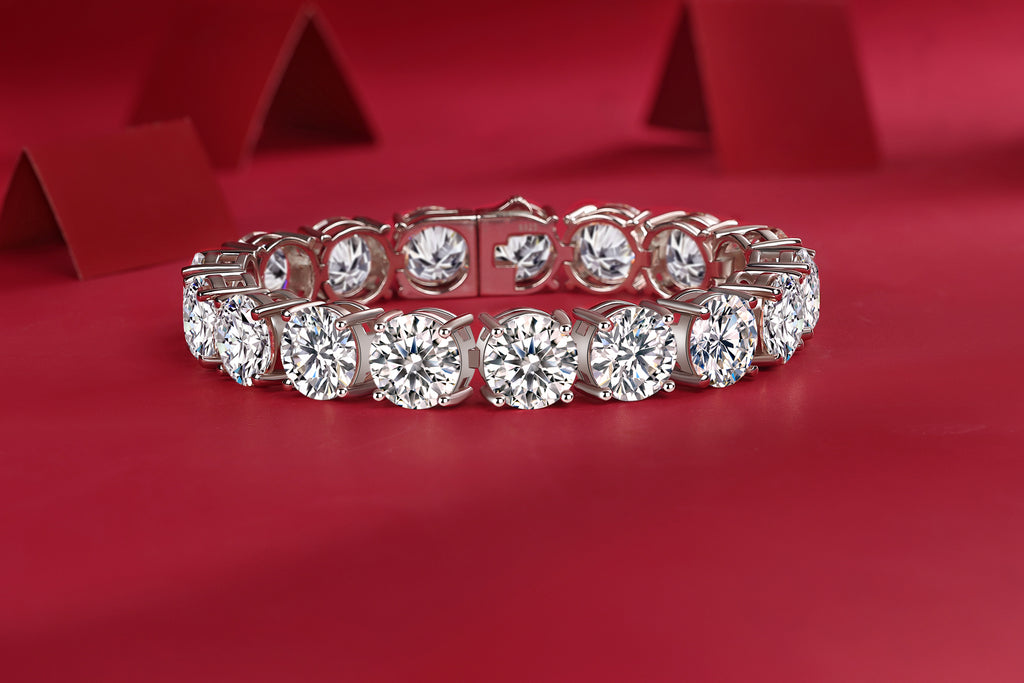 Moissanite Bracelet 5 Carat 925 Sterling Silver Platinum Plated Luxury Statement Bracelet for Women GRA Certified
