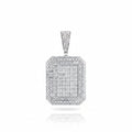 moissanite Diamond-studded rectangular pendant on a chain against a white background