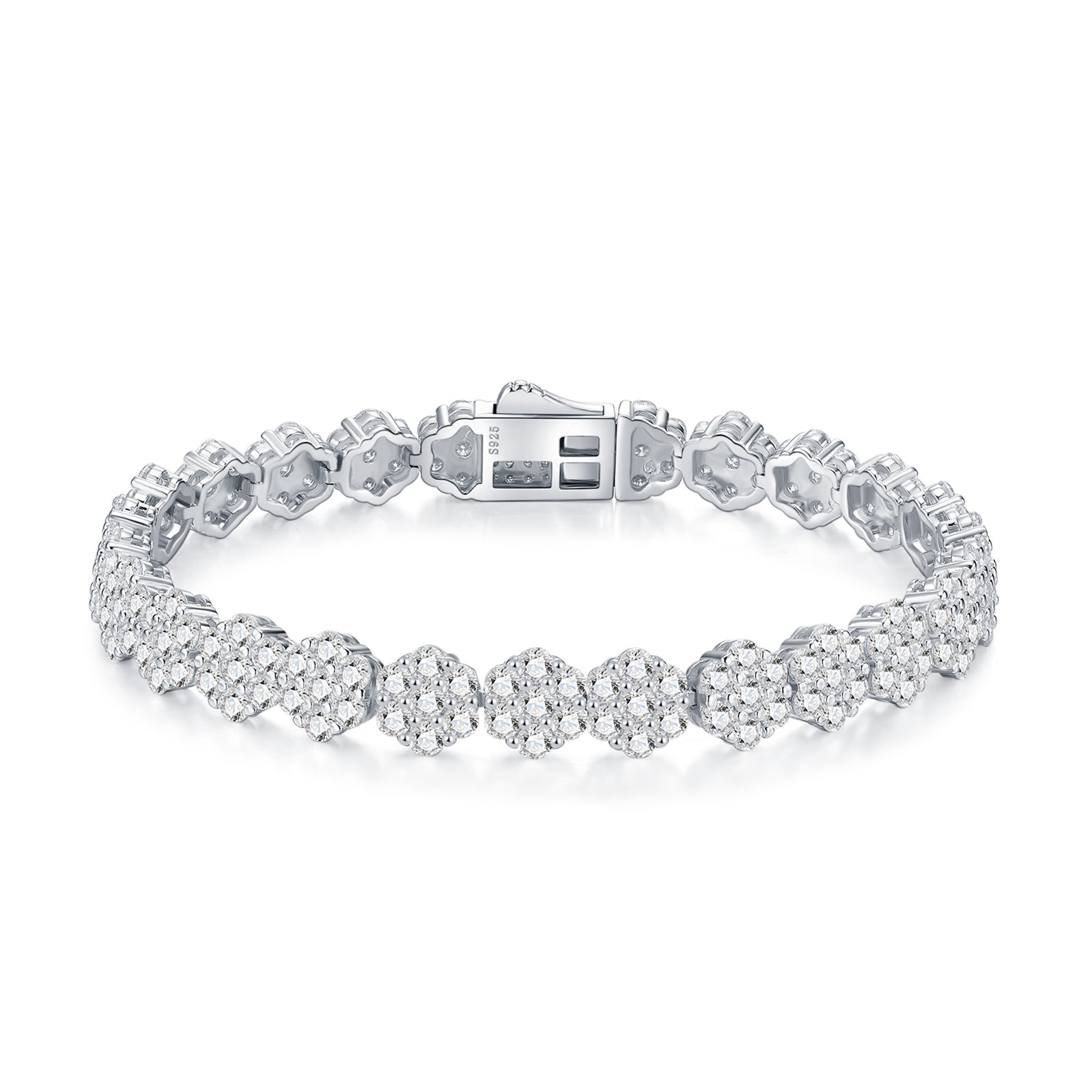 A Luxurious And Fashionable Minimalist Jewelry Bracelet Featuring Top-quality Moissanite, Made Of S925 Silver Electroplated With Platinum.