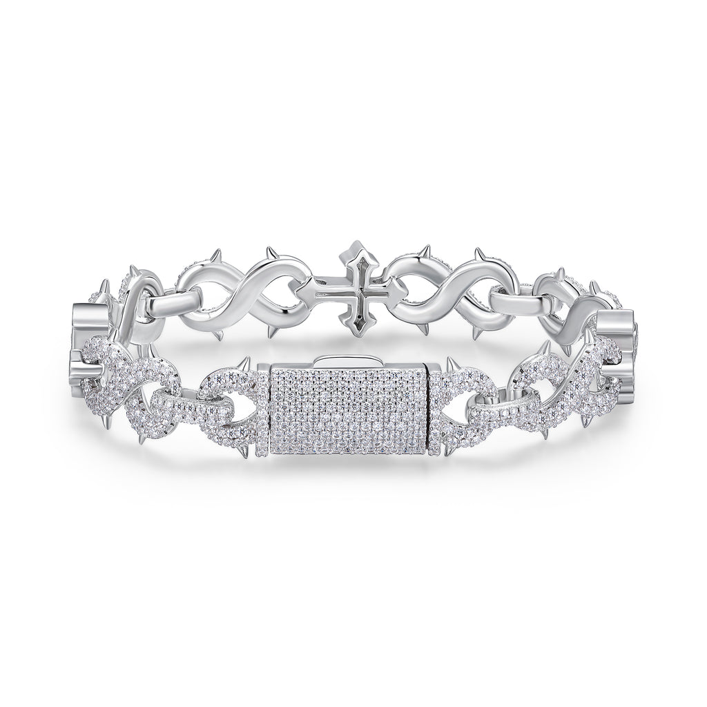 A Luxurious And Fashionable Minimalist Jewelry Bracelet Featuring Top-quality Moissanite, Made Of S925 Silver Electroplated With Platinum.