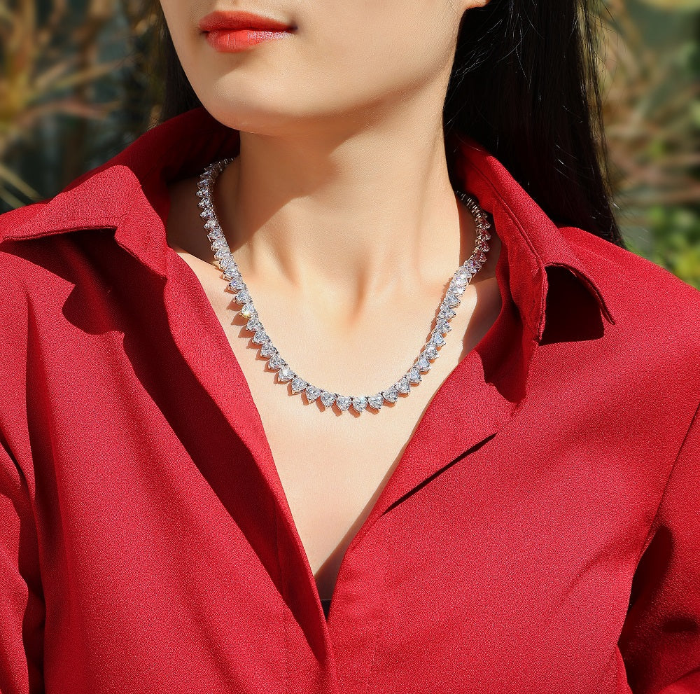 Romantic Gravity Moissanite Necklace Pendant Set 1 Carat Platinum Plated 925 Sterling Silver Luxury GRA Certified Jewelry