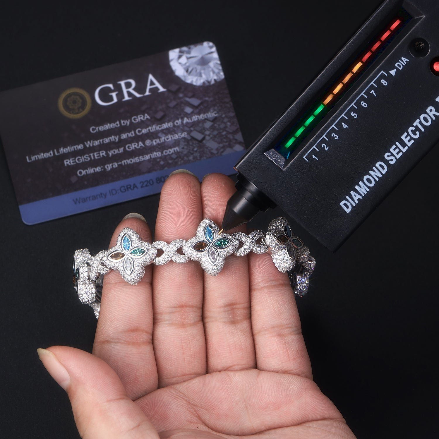 Luxurious Minimalist Moissanite Bracelet Platinum Plated 925 Sterling Silver with GRA Certificate