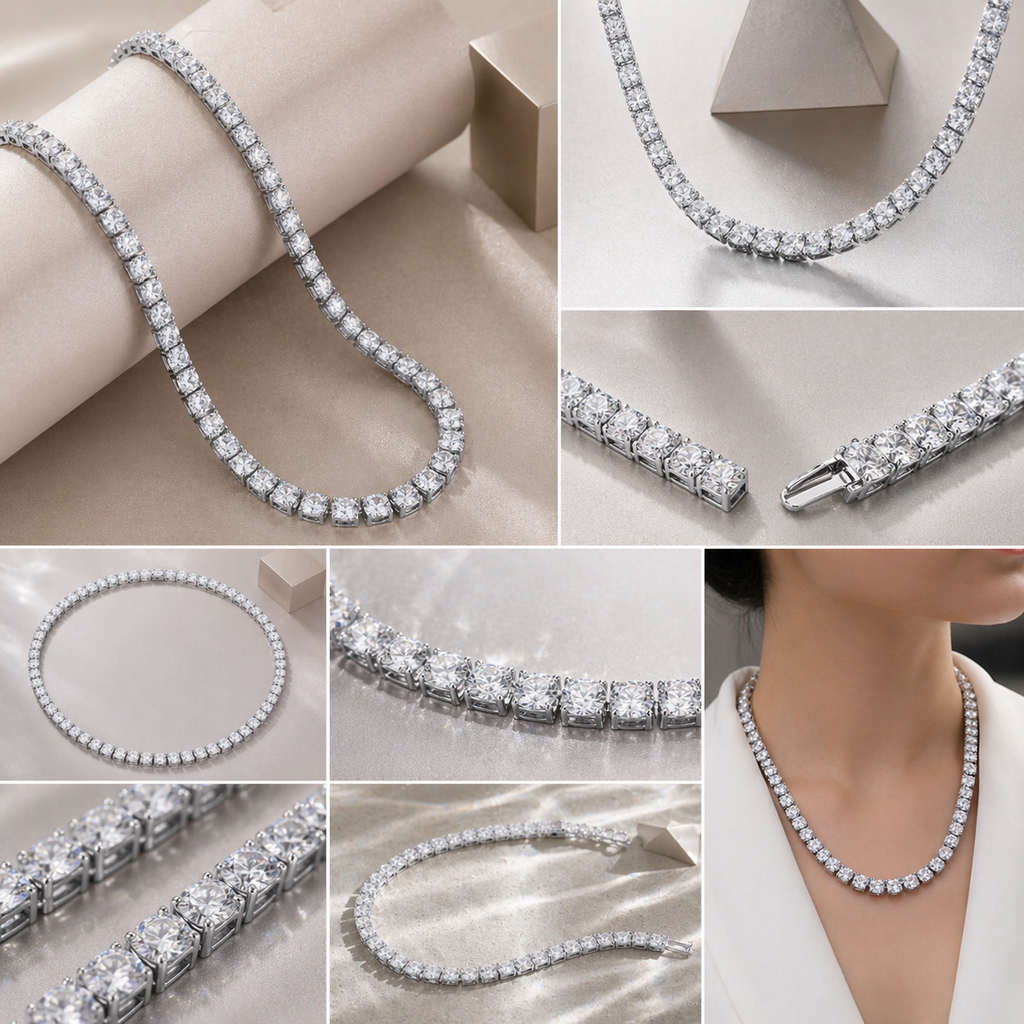 Endless Starry River Moissanite Necklace 925 Sterling Silver Platinum Plated Luxury Pendant Necklace for Women GRA Certified