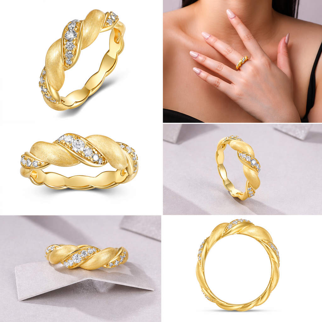 Minimalist Moissanite Ring – Gold Plated 925 Sterling Silver Luxury Engagement Ring with GRA Certificate