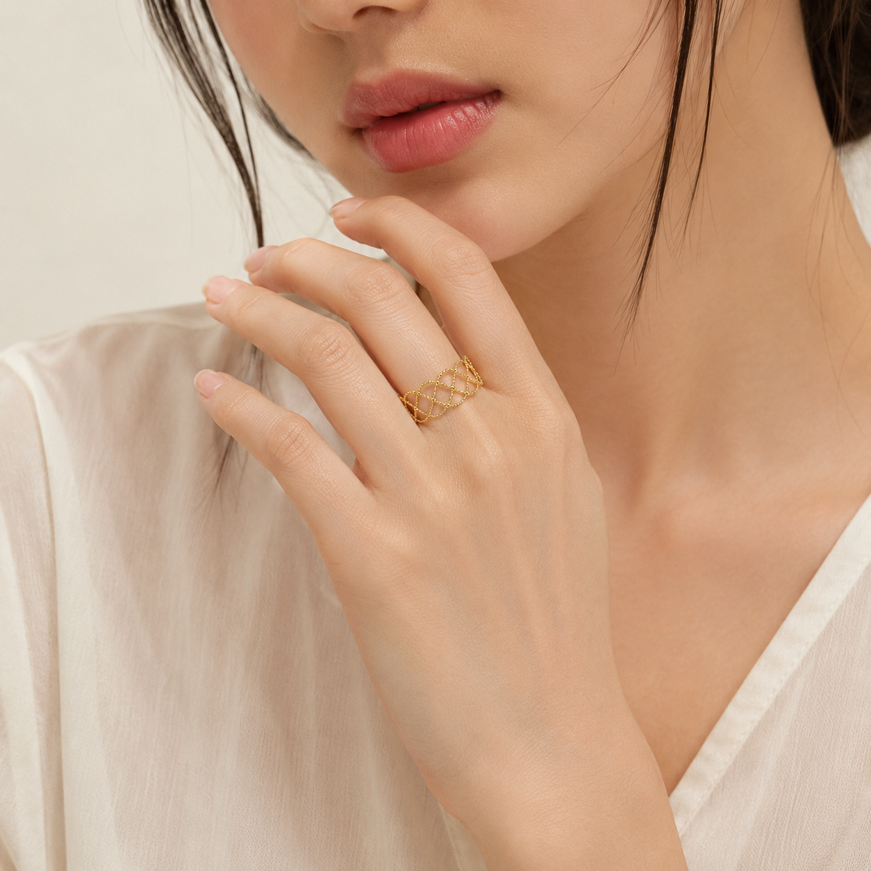 Lace 18K Gold Adjustable Ring — Aura