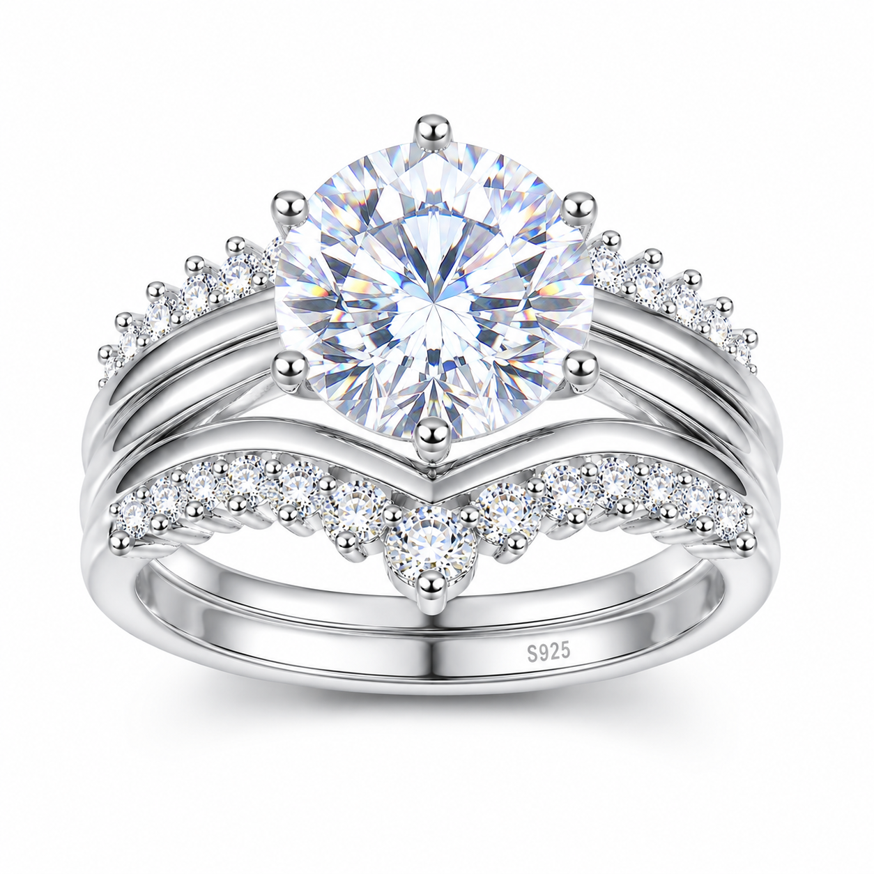 Moissanite Regalia 3 Carat Silver Ring Set — Veyra