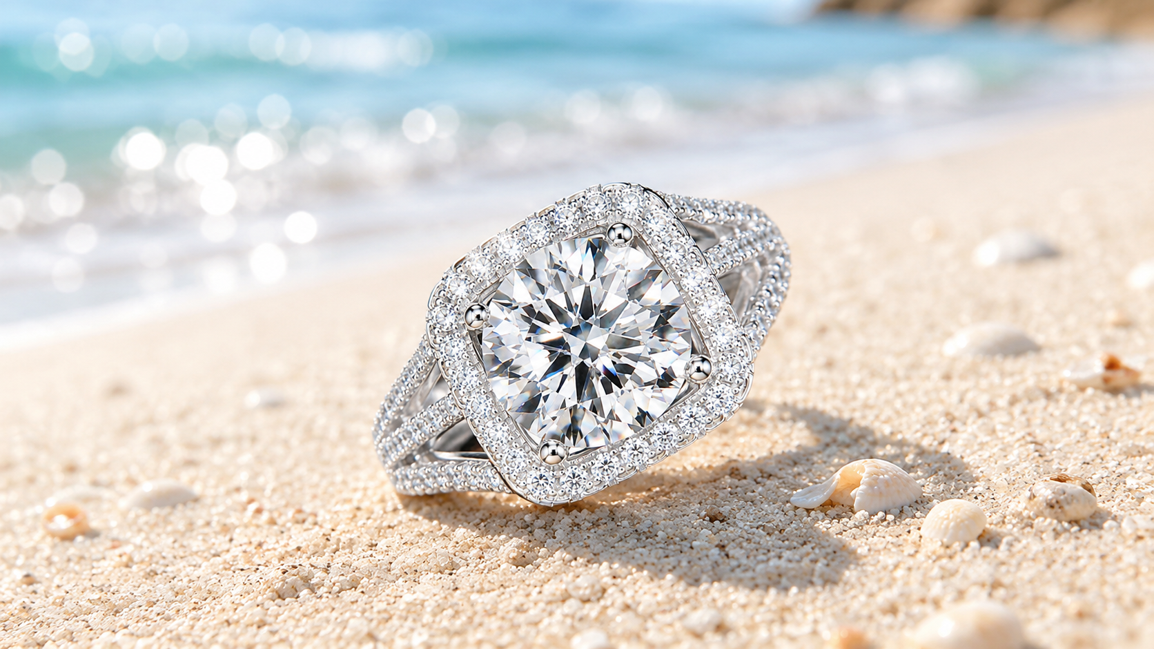 Moissanite Soleil 5 Carat Silver Ring — Lumina