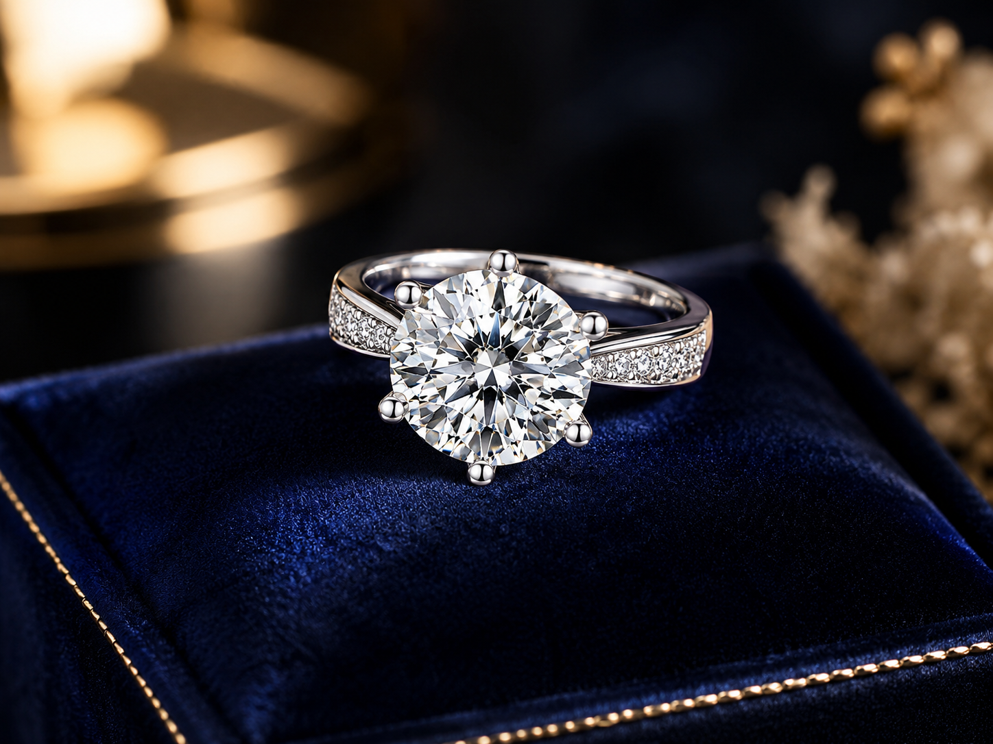 Moissanite Corona 5 Carat Silver Ring — Lumina