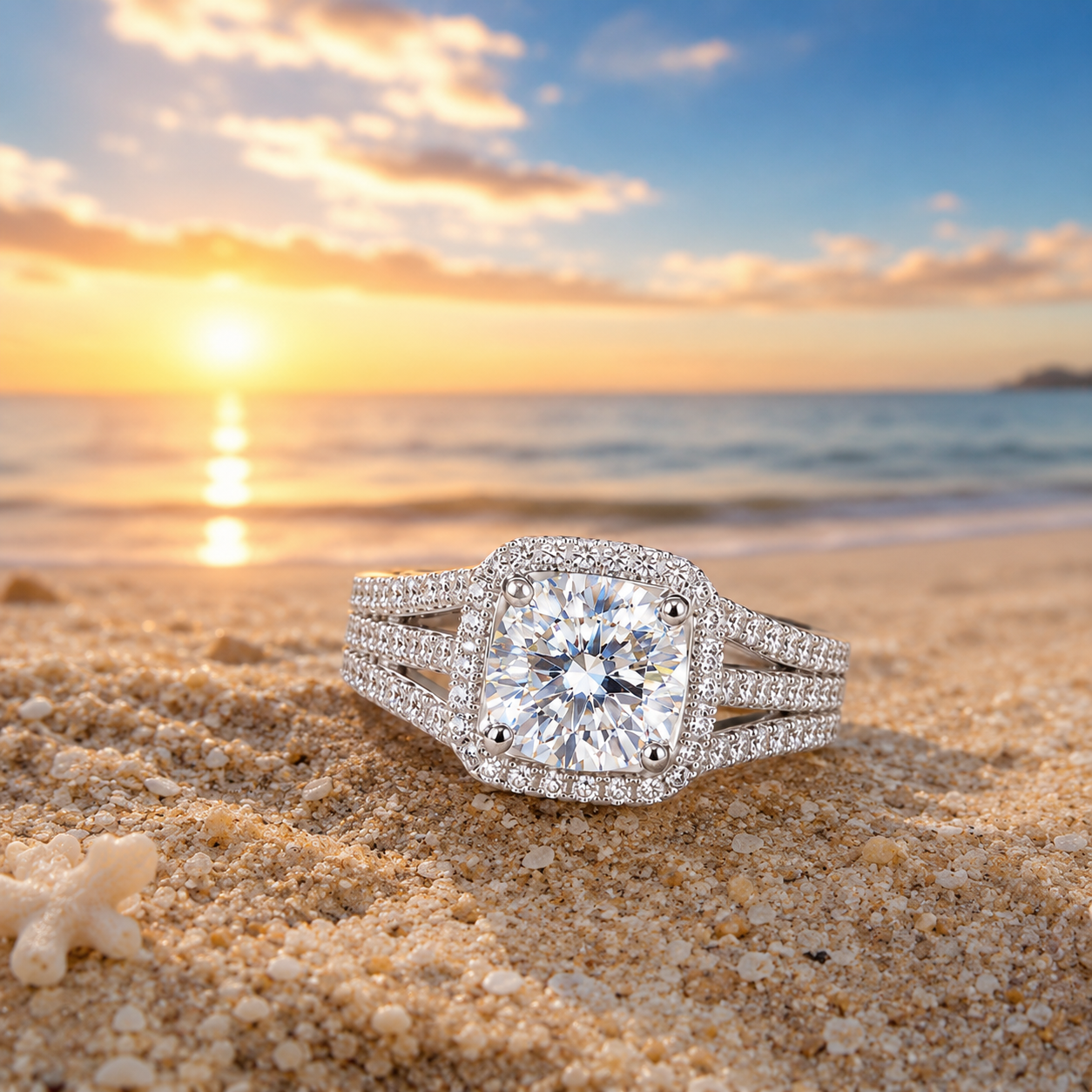 Moissanite Soleil 5 Carat Silver Ring — Lumina