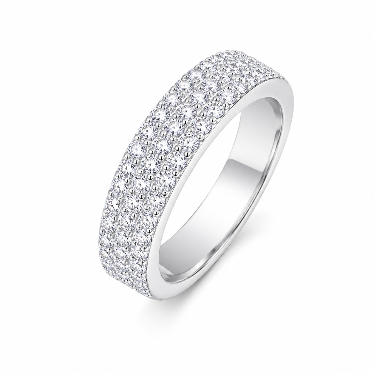 Moissanite Ellipse Silver Ring — Lumina