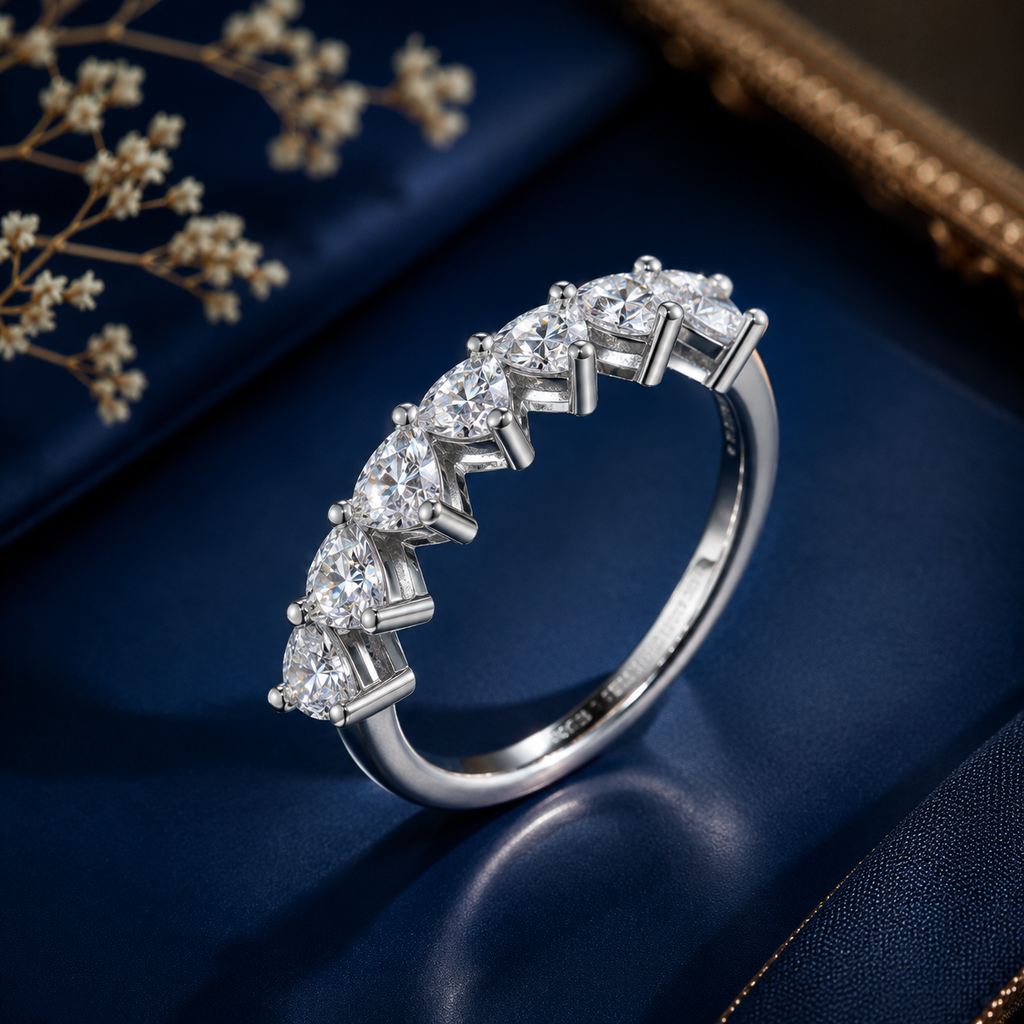 Moissanite Pétale Silver Ring — Veyra