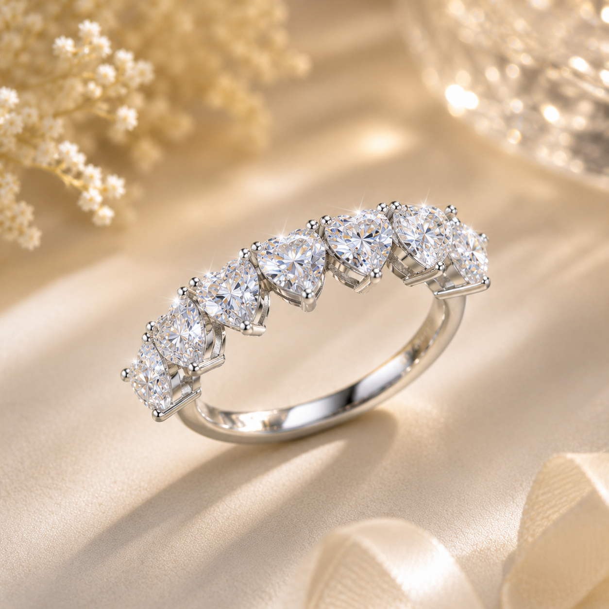 Moissanite Cœur Silver Ring — Veyra