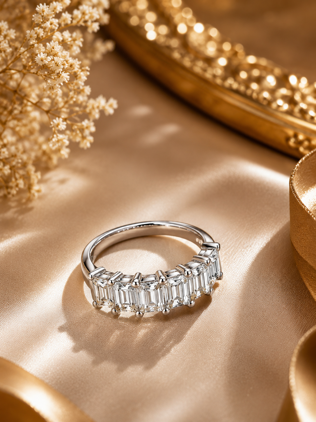 Moissanite Colonne Silver Ring — Veyra