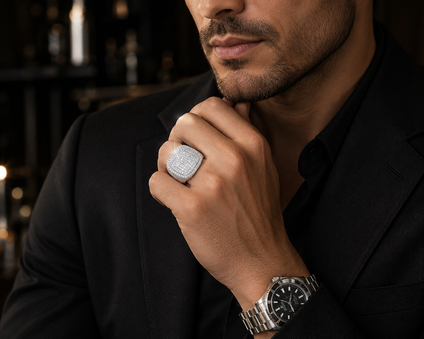 Moissanite Valore Silver Men's Ring — Kova