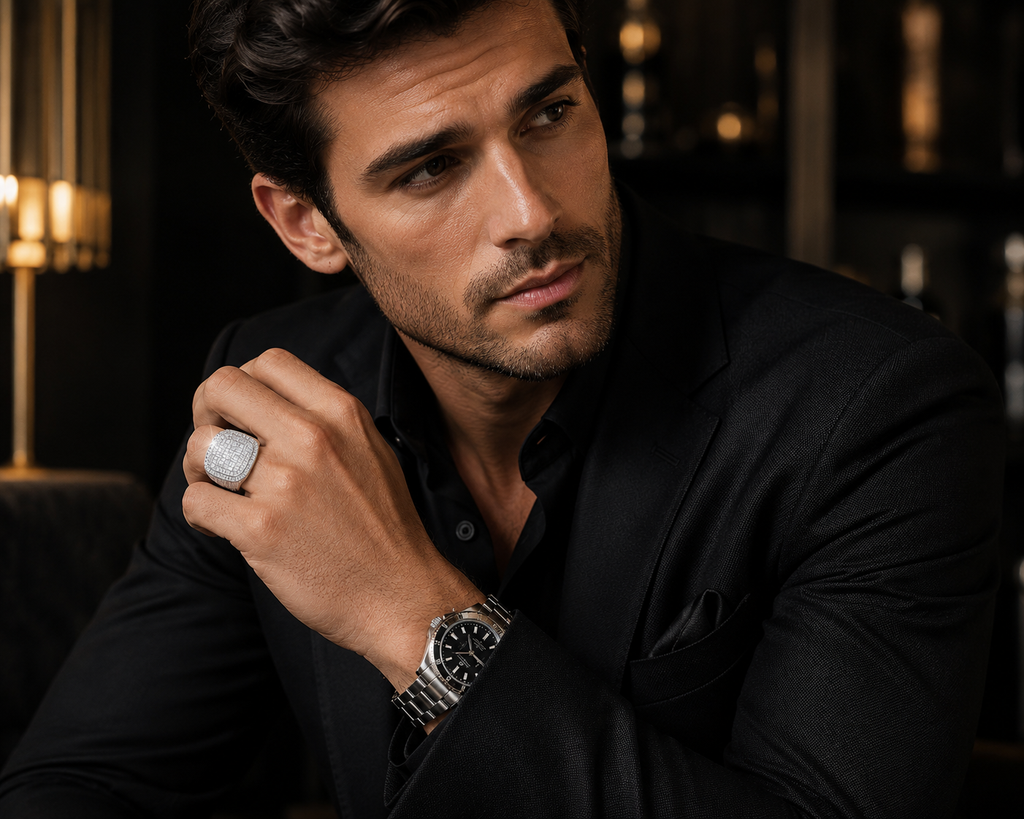 Moissanite Valore Silver Men's Ring — Kova