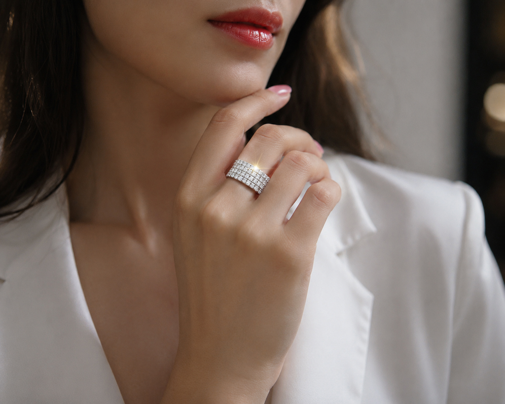 Moissanite Cosmos Silver Cocktail Ring — Veyra