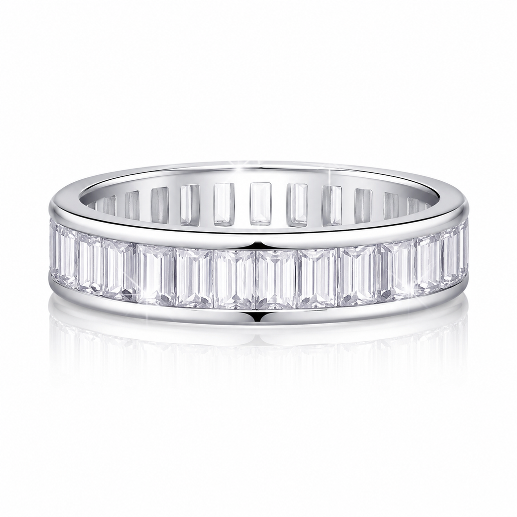 Moissanite Carré Princess Silver Ring — Lumina