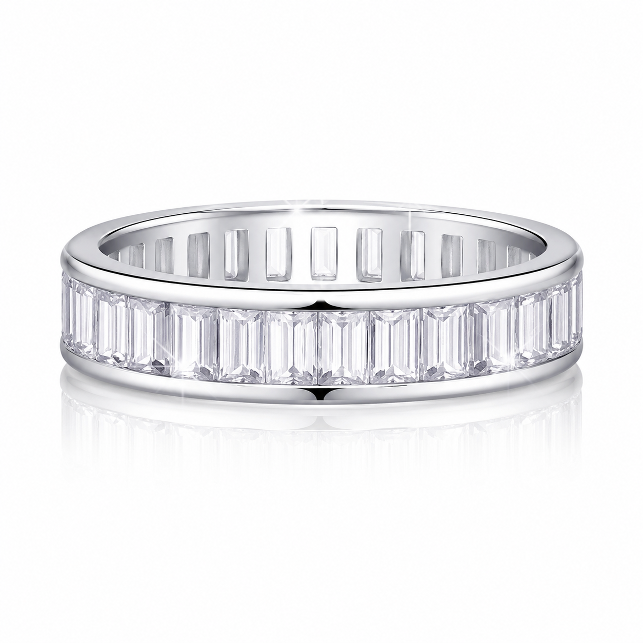Moissanite Carré Princess Silver Ring — Lumina