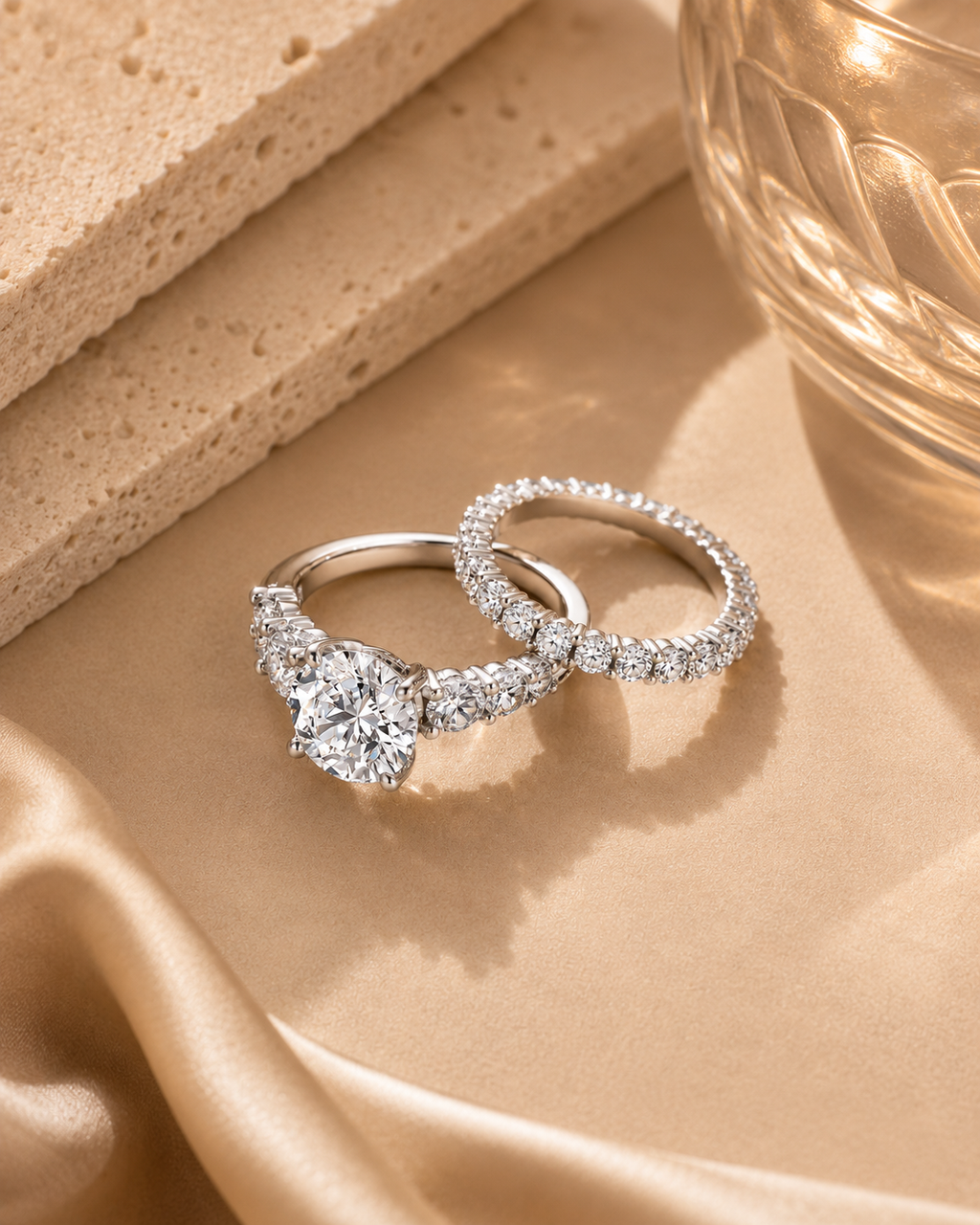 Moissanite Promesse 5 Carat Silver Ring Set — Veyra