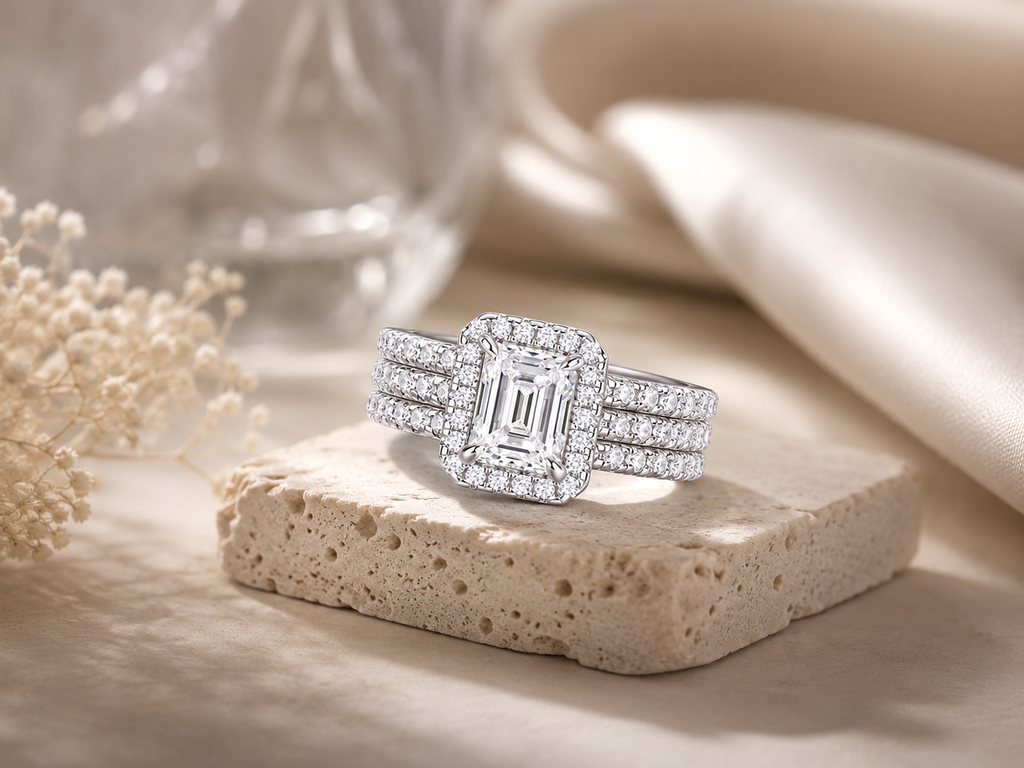 Moissanite Octave Silver Ring Set — Veyra