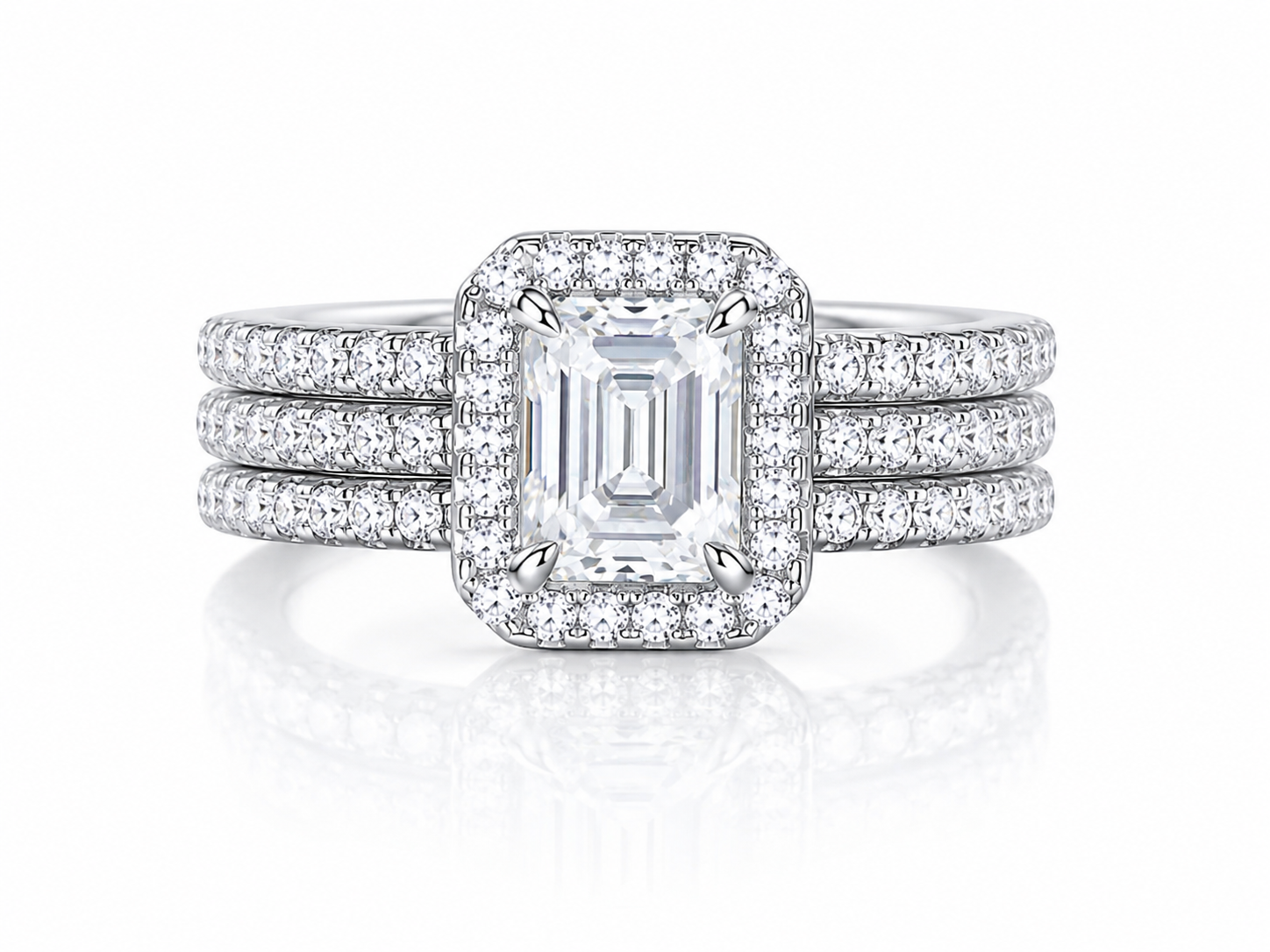 Moissanite Octave Silver Ring Set — Veyra