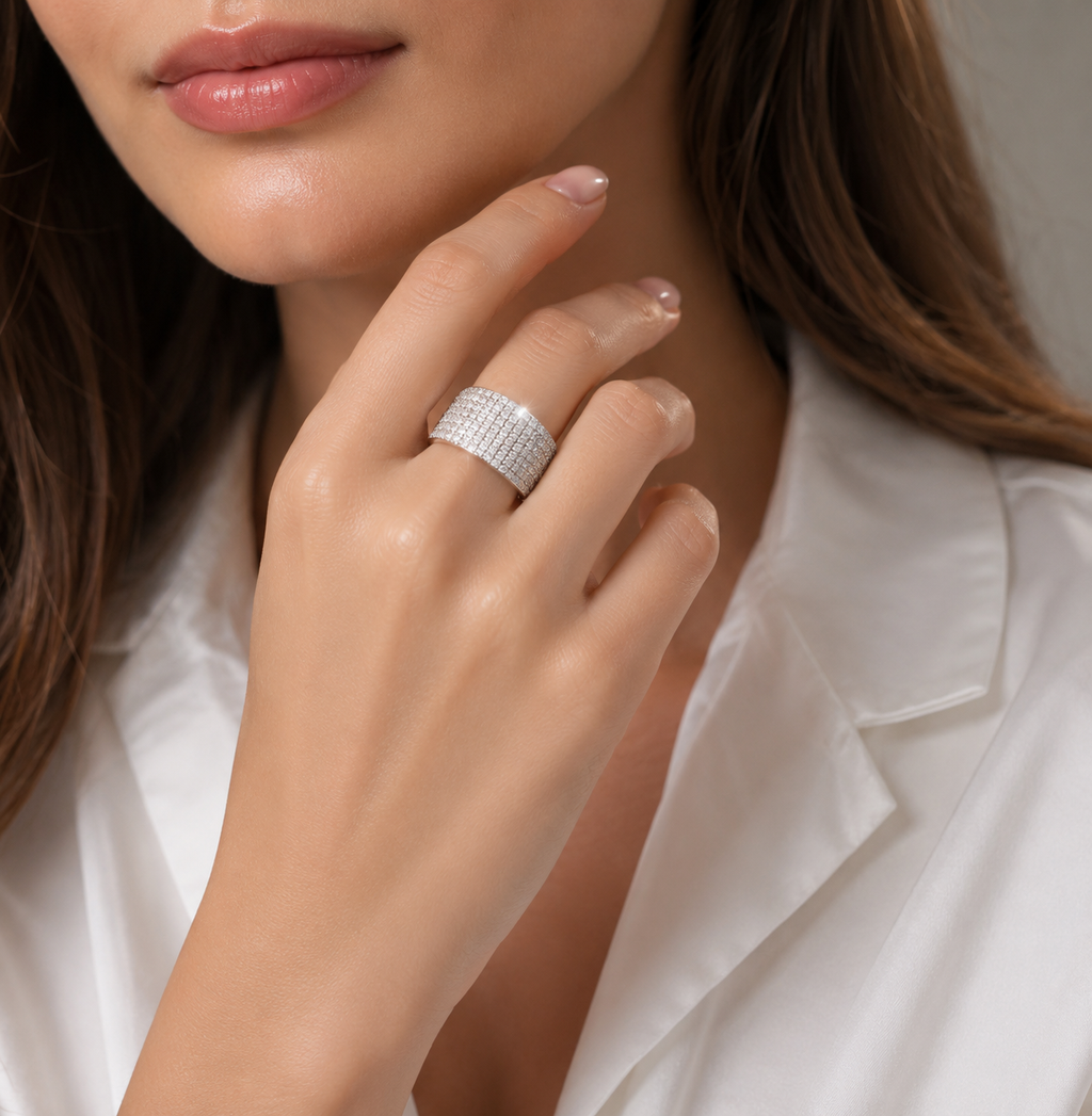 Moissanite Galaxie Silver Cocktail Ring — Veyra