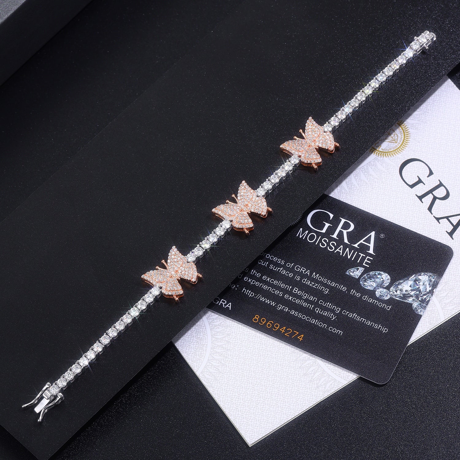Moissanite Bracelet in Platinum-Plated 925 Sterling Silver – Minimalist Luxury Diamond-Look Jewelry with GRA Certificate