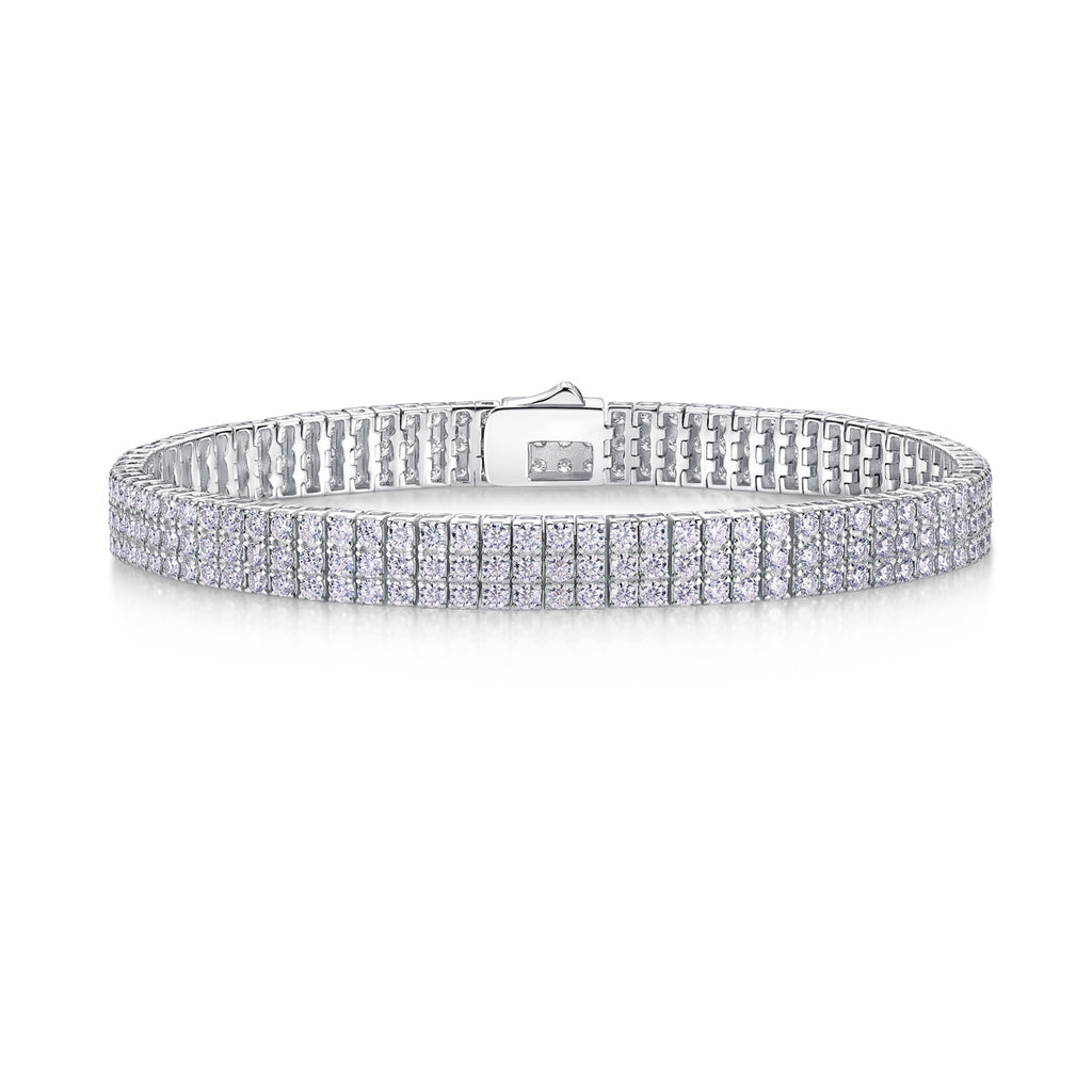 Chain Lock Radiance - A Luxurious And Fashionable Light Luxury Jewelry Silver Bracelet Set With Top-quality Moissanite, S925 Silver-plated Platinum