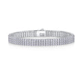 Chain Lock Radiance - A Luxurious And Fashionable Light Luxury Jewelry Silver Bracelet Set With Top-quality Moissanite, S925 Silver-plated Platinum