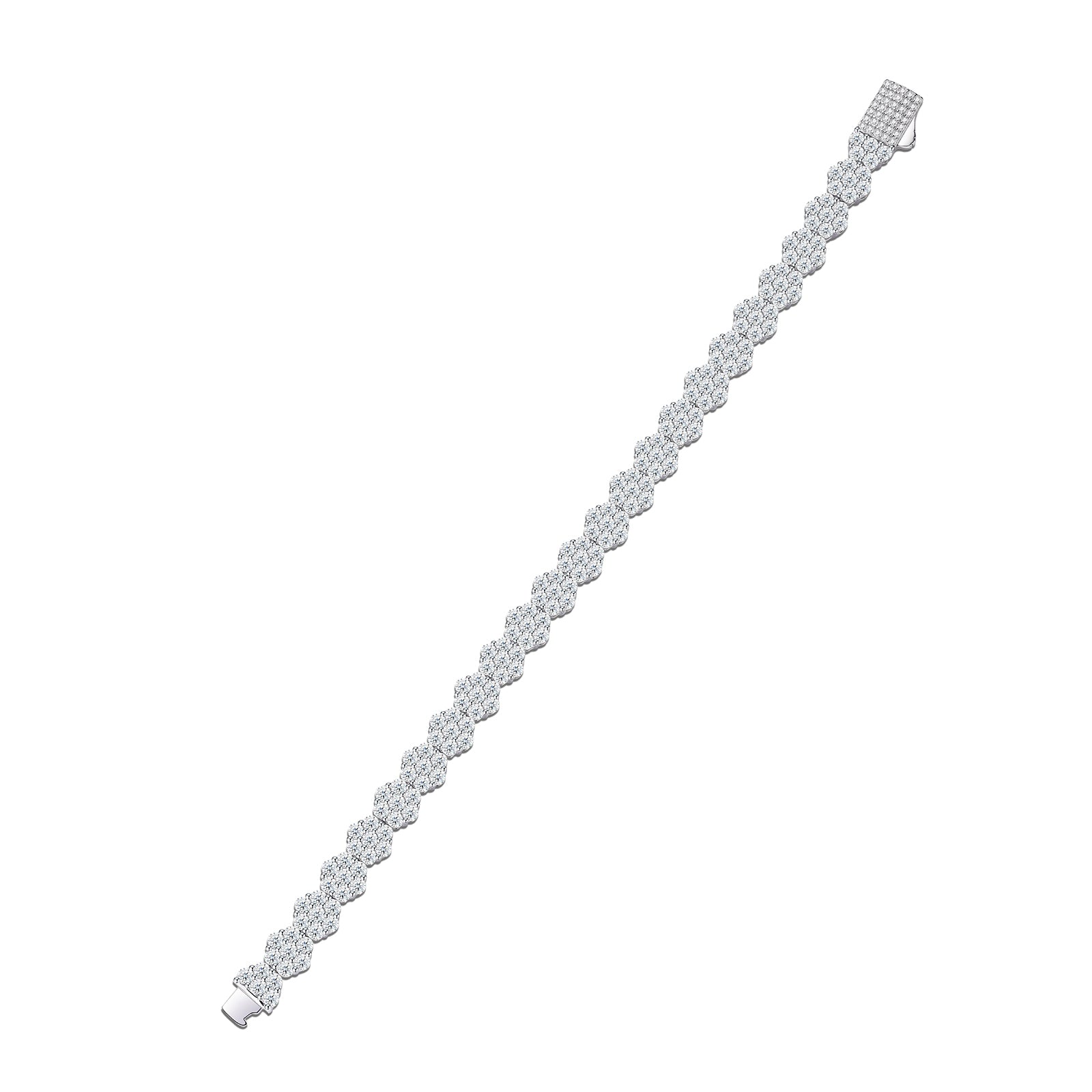 A Luxurious And Fashionable Minimalist Jewelry Bracelet Featuring Top-quality Moissanite, Made Of S925 Silver Electroplated With Platinum.