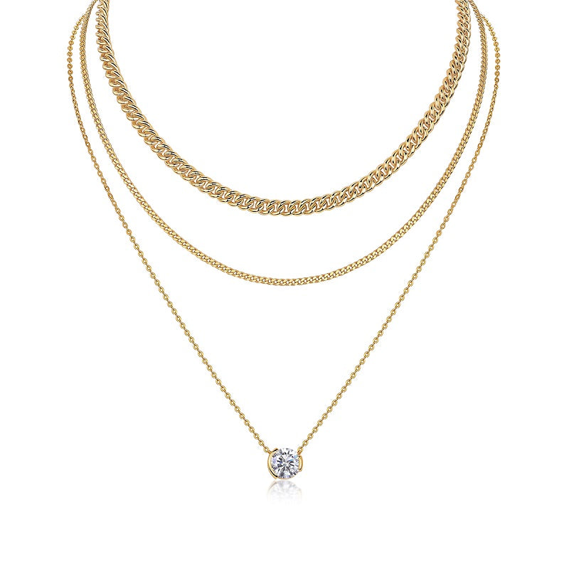 3 Carat Moissanite Pendant Necklace in Gold-Plated 925 Silver