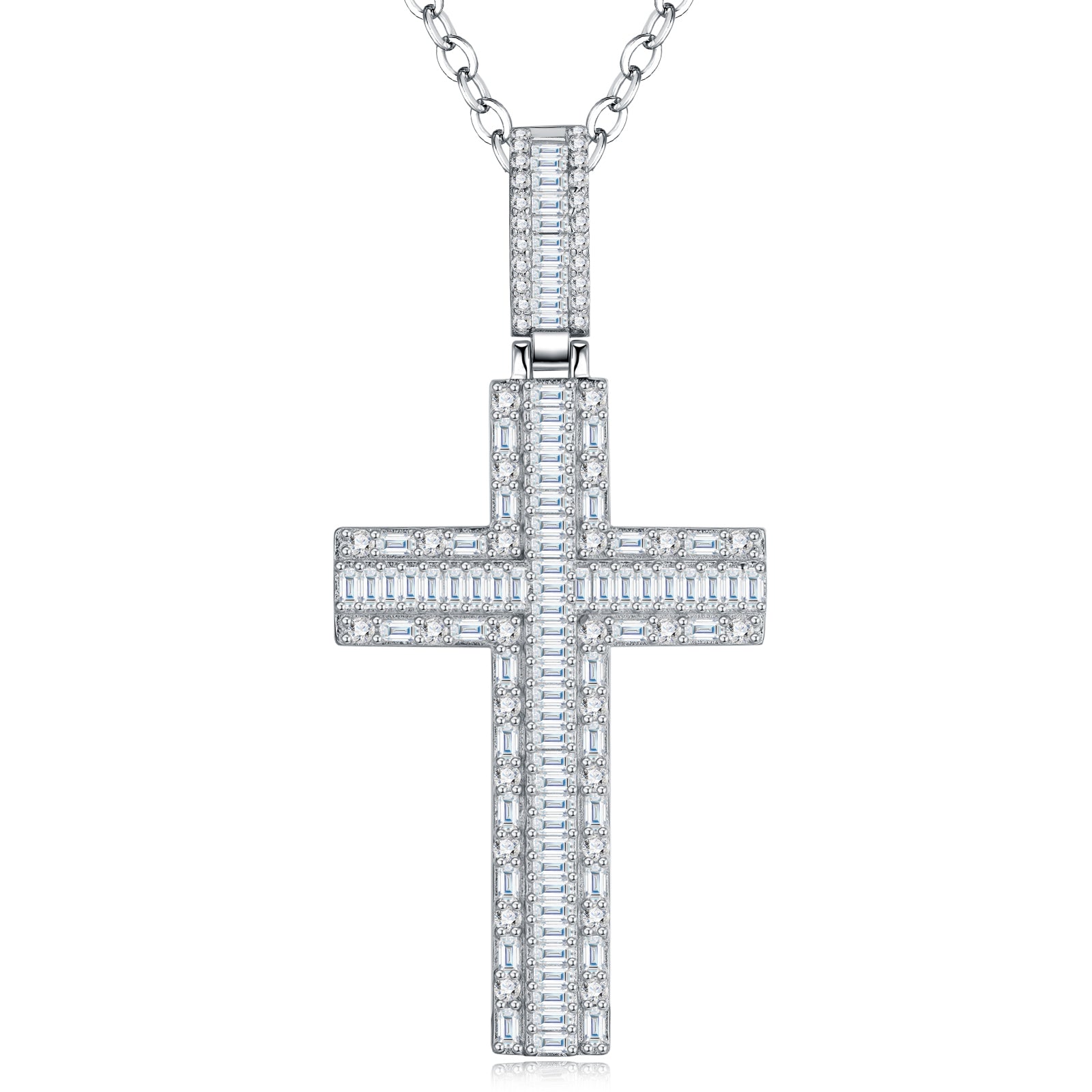 A Luxurious And Fashionable Minimalist Jewelry Pendant Necklace Set With Top-quality Moissanite, Made Of S925 Silver Electroplated With Platinum.