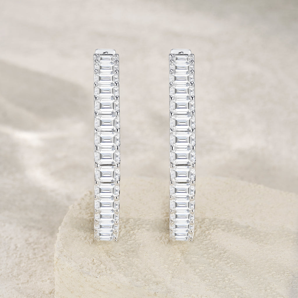Moissanite Stud Earrings 925 Sterling Silver Platinum Plated Octagonal Minimalist Luxury Earrings for Women