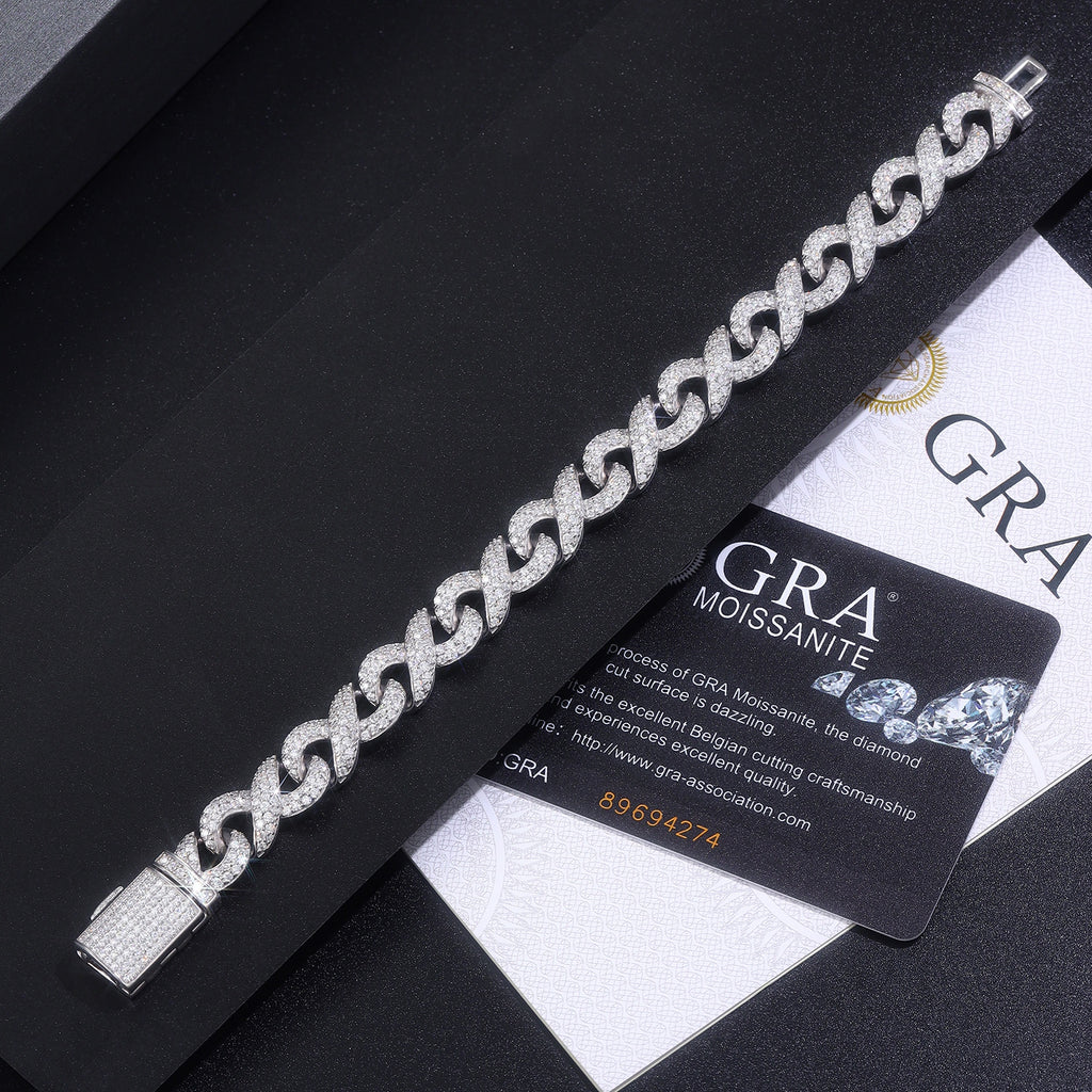Platinum Plated 925 Sterling Silver Moissanite Bracelet GRA certificate