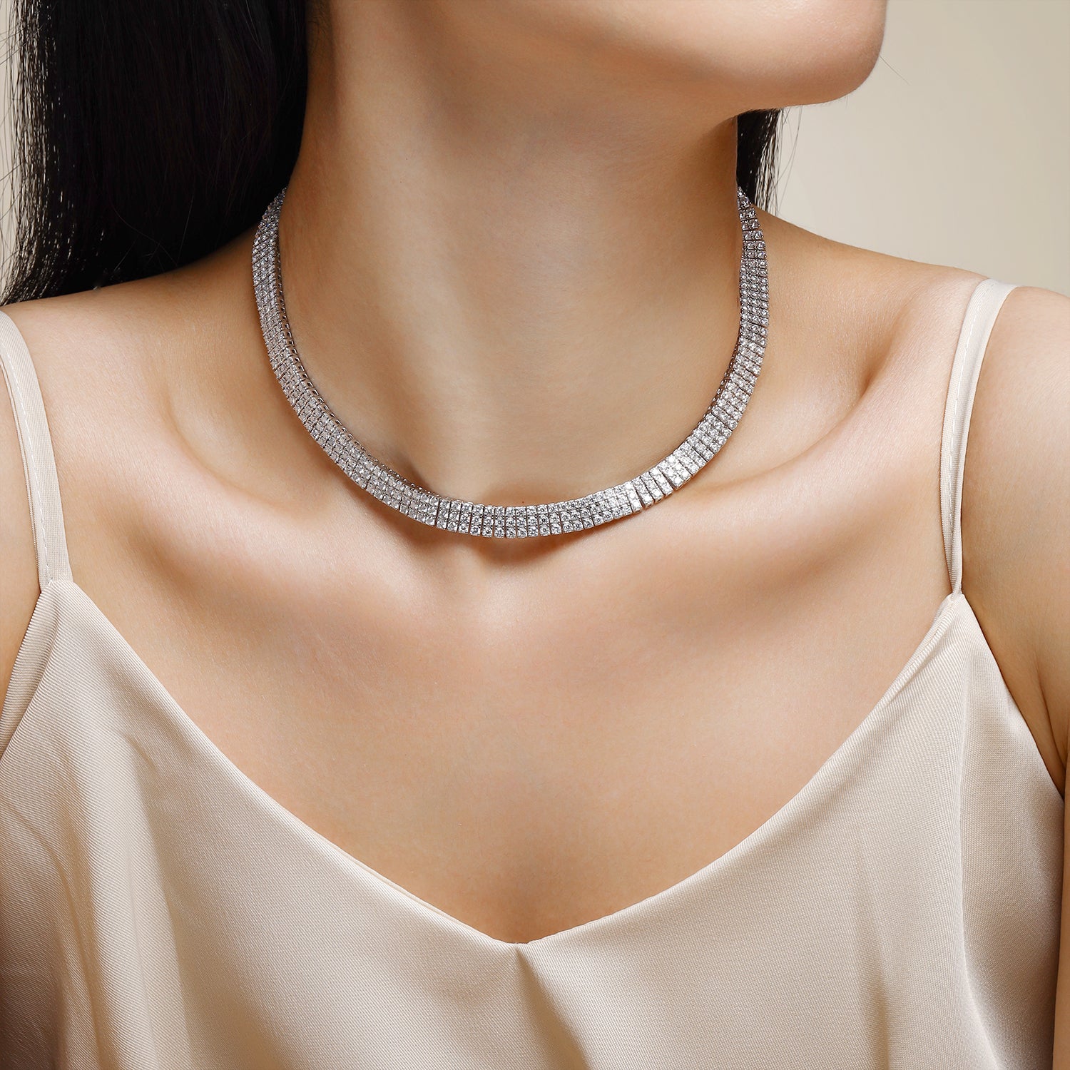 Elegant Minimalist Jewelry Round Double Ring Pendant Necklace in 925 Sterling Silver